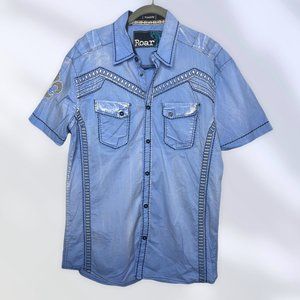 ROAR Men's Signature M Medium Button Down Shirt Blue